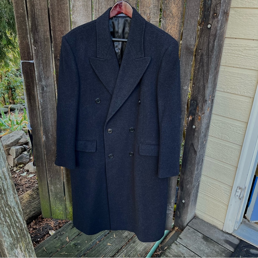 Via Veneto Men’s Wool & Cashmere Italian Double Breasted Overcoat Sz 46